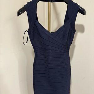 Herve Leger Navy Blue Bodycon Dress